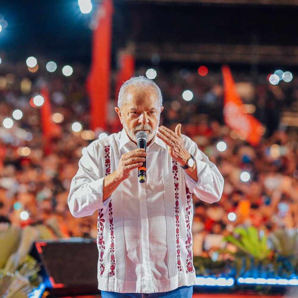 Ex-presidente Luiz Inácio Lula da Silva durante discurso em ato "Vamos Juntos pelo Brasil" (Foto: Gabriel Paulino/Reprodução/Instagram) Ex-presidente Luiz Inácio Lula da Silva durante discurso em ato "Vamos Juntos pelo Brasil" (Foto: Gabriel Paulino/Reprodução/Instagram)