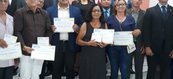 Maria José da Silva ao receber primeiro título da Maior Honraria na Câmara Municipal de Nazaré do Piauí