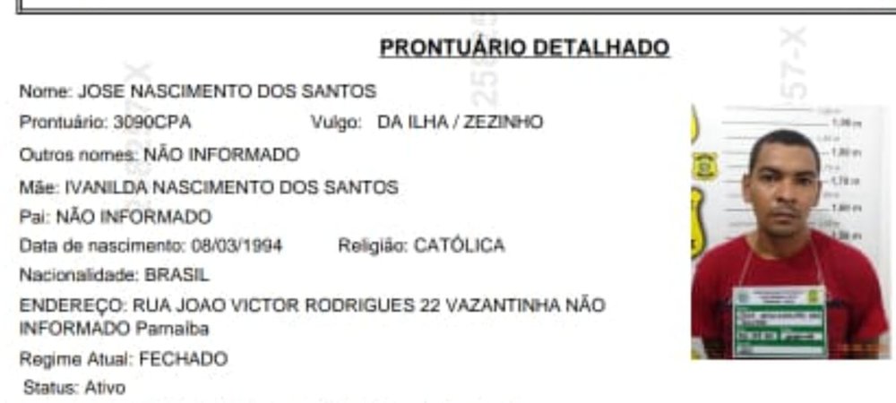 José Nascimento dos Santos - Vulgo: Zezinho da Ilha (Foto: Divulgação/SEJUS) José Nascimento dos Santos - Vulgo: Zezinho da Ilha (Foto: Divulgação/SEJUS)
