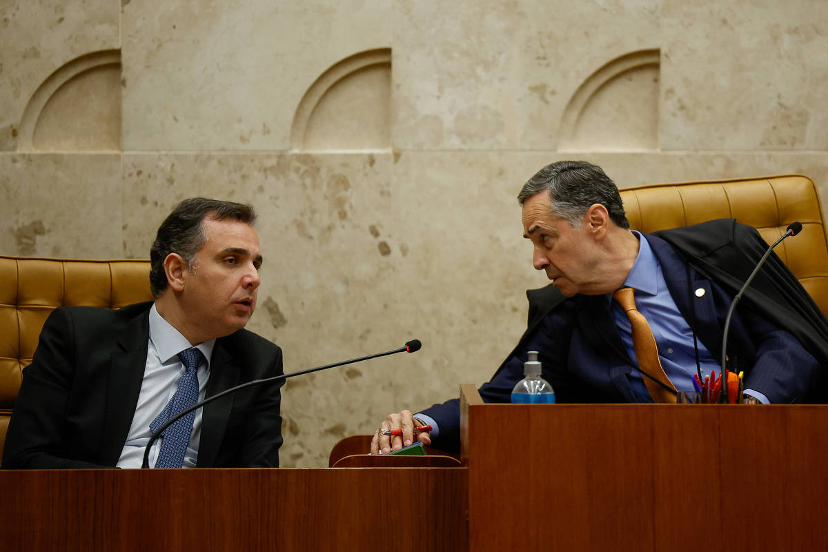 O presidente do Senado, Rodrigo Pacheco (PSD-MG), e o presidente do STF (Supremo Tribunal Federal), Luís Roberto Barroso.