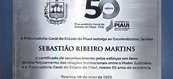 Placa de agradecimento aos esforços e contribuição do Desembargador Sebastião Ribeiro Martins a Procuradoria-Geral do Estado do Piauí.