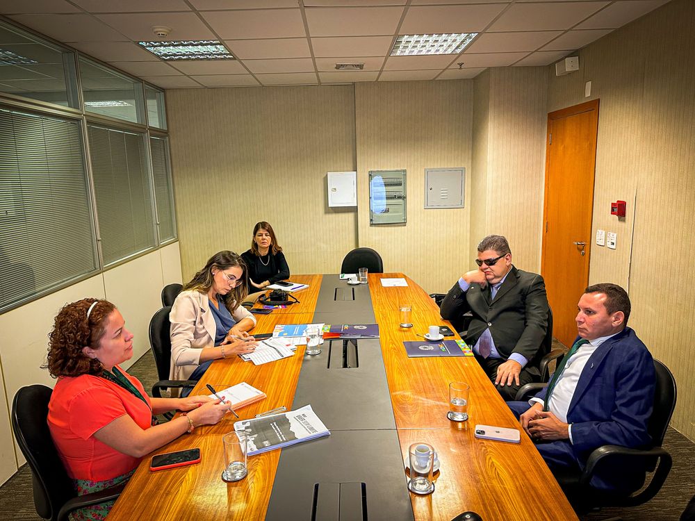 Mauro Eduardo, Secretário para Inclusão da Pessoa com Deficiência, à direita, durante reunião em Brasília, discutindo a adesão do estado ao projeto Novo Viver Sem Limite