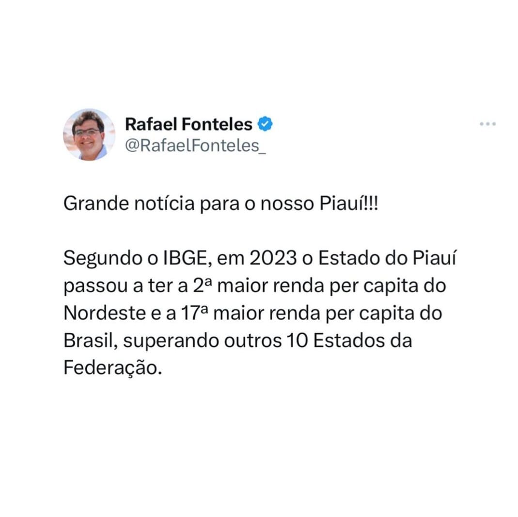 Twitter do governador Rafael Fonteles