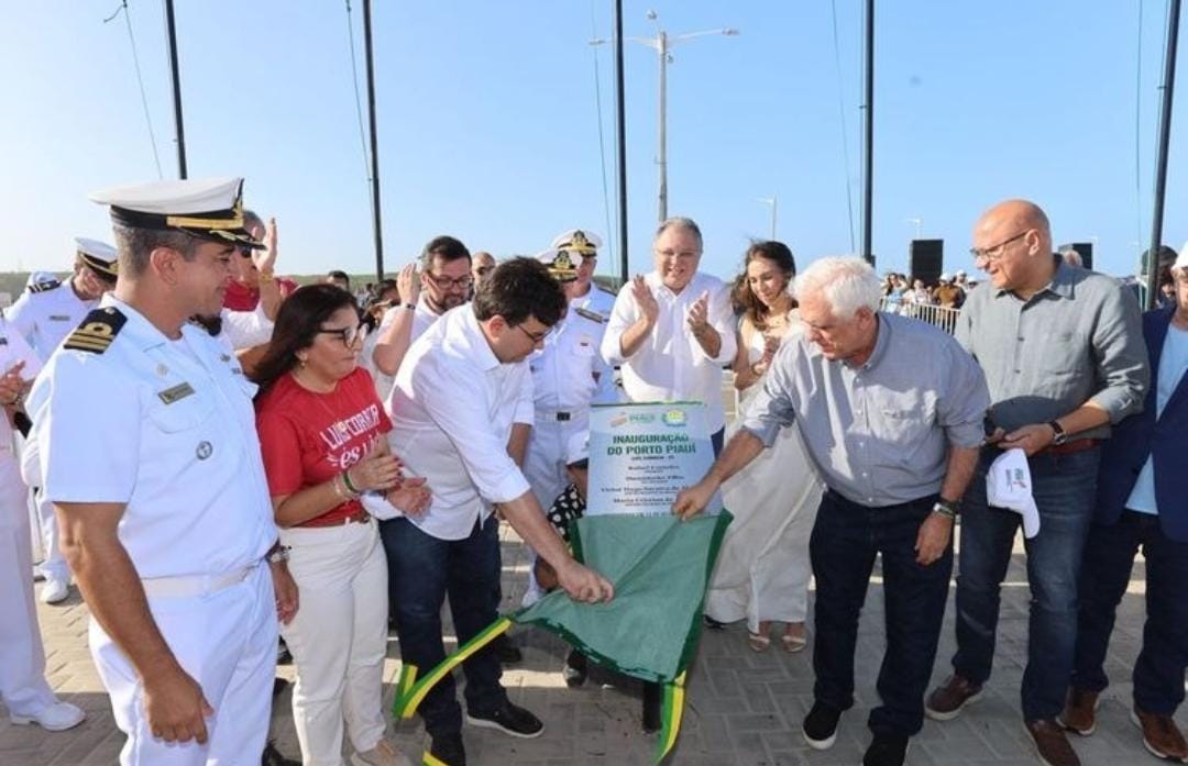 Governador Rafael Fonteles e vice Themístocles Filho na inauguração do Porto Piauí