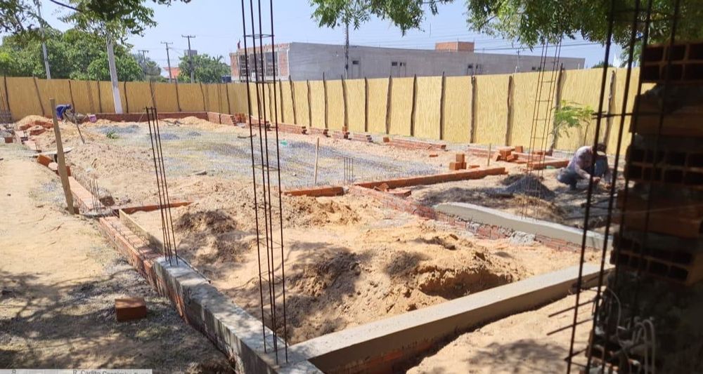 Obra de construção da pista de skate em Parnaíba