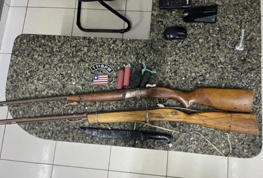 Armas de fogo apreendidas pela PM em Parnarama