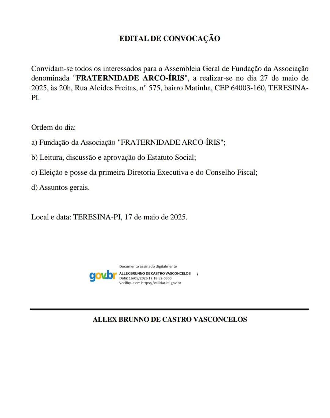 EDITAL DE CONVOCAÇÃO