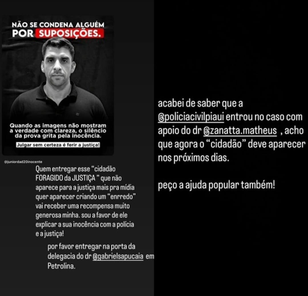 Fernandin OIG oferece recompensa para quem encontrar acusado de matar o primo Erlan Oliveira
